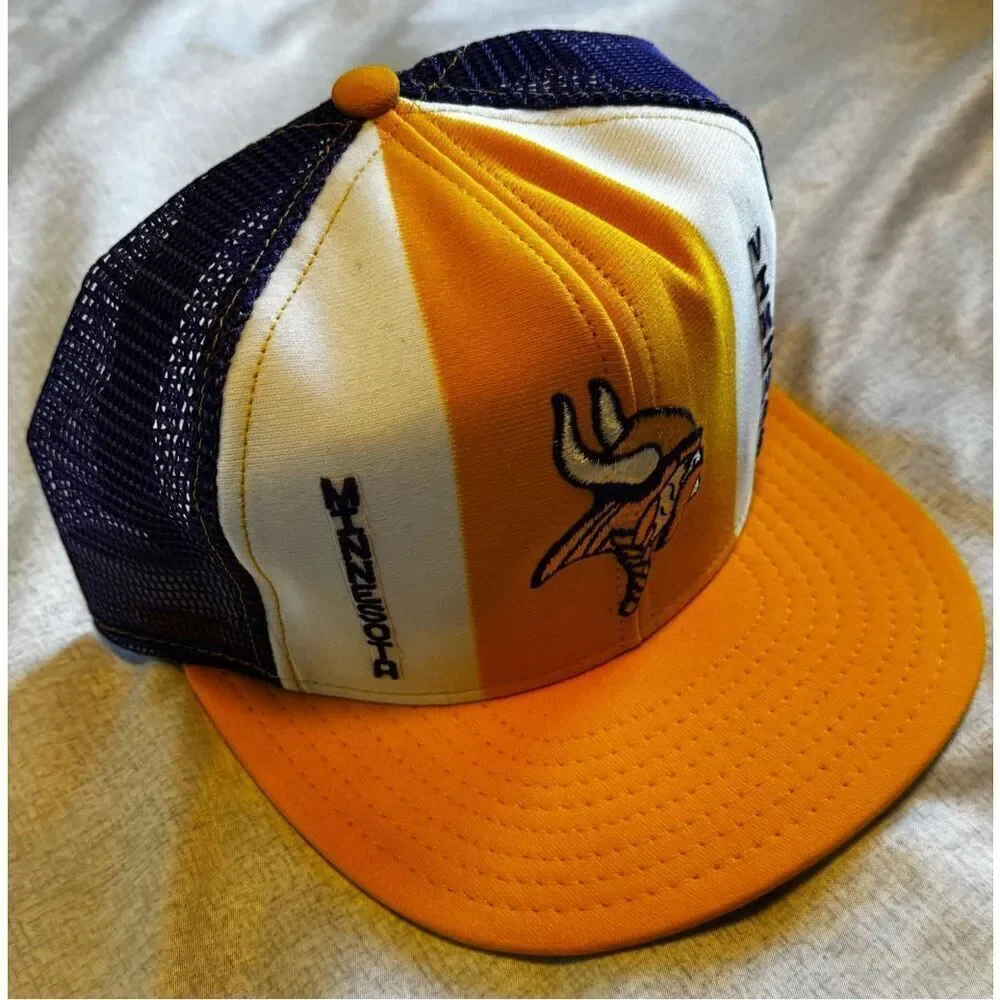 Minnesota Vikings Vintage AJD Lucky Stripes Mesh Snap Trucker Hat Cap